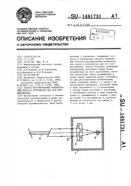 Способ регулирования концентрации паров и устройство для его осуществления (патент 1481731)