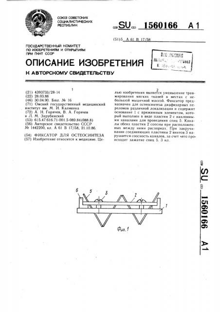 Фиксатор для остеосинтеза (патент 1560166)