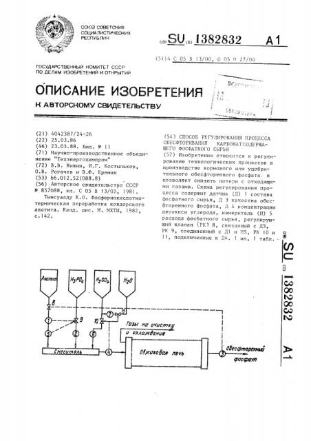 Способ регулирования процесса обесфторивания карбонатсодержащего фосфатного сырья (патент 1382832)