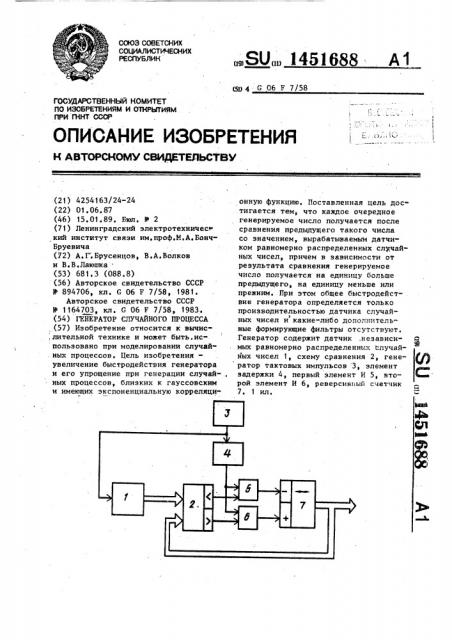 Генератор случайного процесса (патент 1451688)