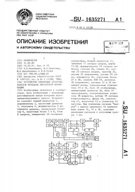 Устройство измерения качества каналов передачи дискретной информации (патент 1635271)