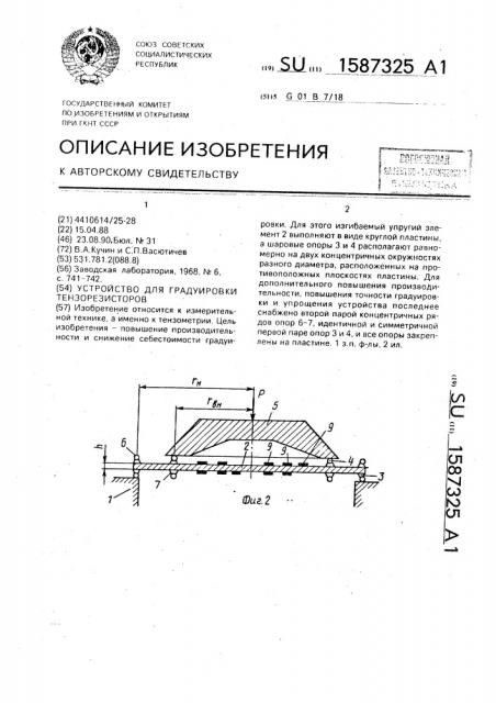 Устройство для градуировки тензорезисторов (патент 1587325)