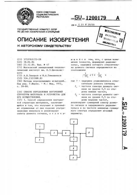 Способ определения внутренней структуры материала и устройство для его осуществления (патент 1200179)