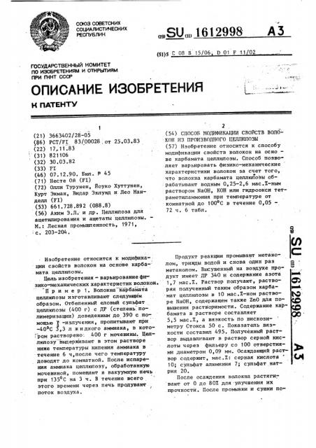 Способ модификации свойств волокон из производного целлюлозы (патент 1612998)
