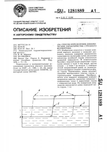 Способ определения динамических характеристик струнного волнографа (патент 1281889)