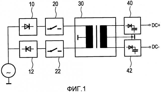 Цепь и способ выпрямления для несбалансированной двухфазной сети постоянного тока (патент 2637516)