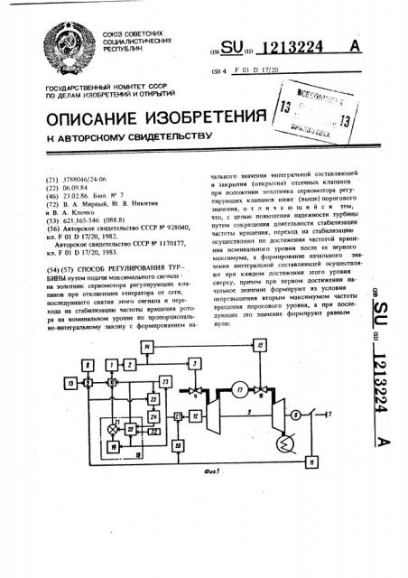 Способ регулирования турбины (патент 1213224)