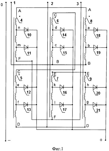 Двенадцатипульсный повышающий автотрансформаторный преобразователь напряжения (патент 2529180)