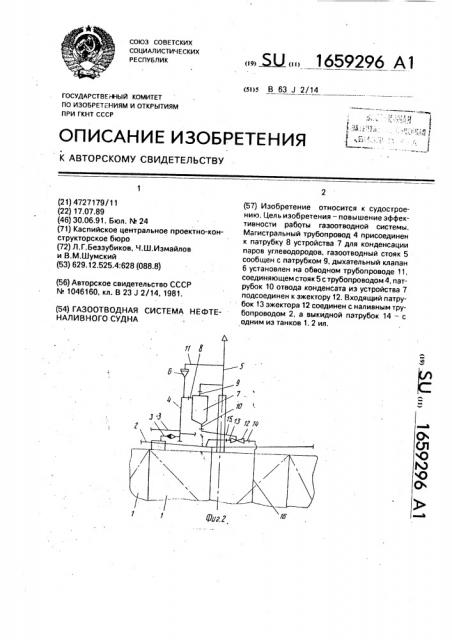 Газоотводная система нефтеналивного судна (патент 1659296)