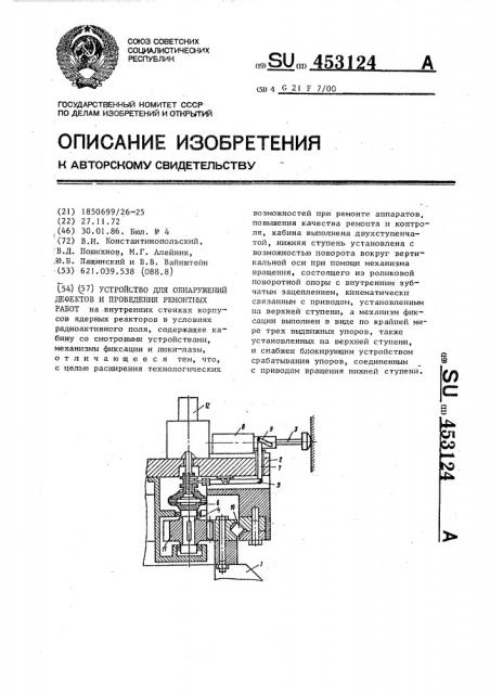 Устройство для обнаружения дефектов и проведения ремонтных работ (патент 453124)