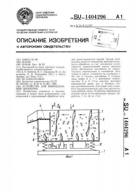 Устройство для вибрационной обработки (патент 1404296)