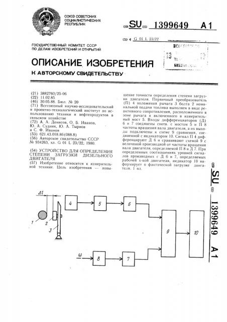 Устройство для определения степени загрузки дизельного двигателя (патент 1399649)