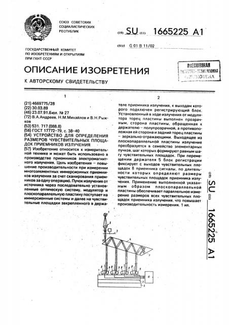 Устройство для определения размеров чувствительных площадок приемников излучения (патент 1665225)