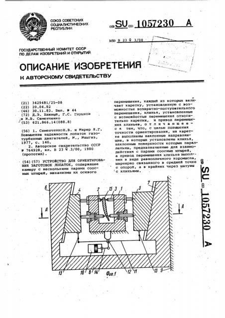 Устройство для ориентирования заготовок лопаток (патент 1057230)