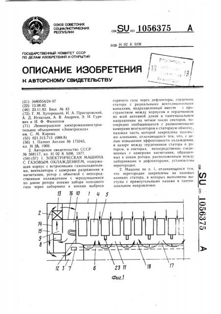 Электрическая машина с газовым охлаждением (патент 1056375)