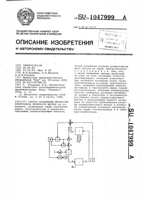 Способ управления процессом электролиза пербората натрия (патент 1047999)