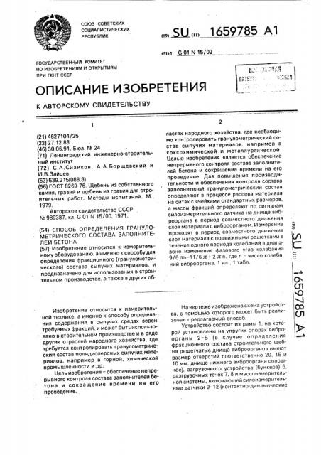 Способ определения гранулометрического состава заполнителей бетона (патент 1659785)