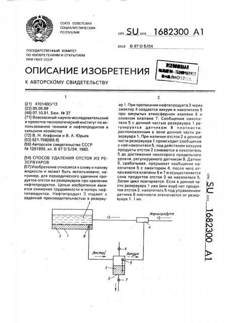 Способ удаления отстоя из резервуаров (патент 1682300)