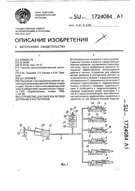 Устройство для обрезки ветвей деревьев и кустарников (патент 1724084)