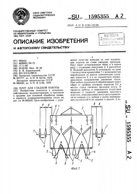 Плуг для гладкой пахоты (патент 1595355)
