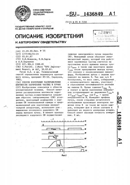 Способ измерения распределения плотности заряженных частиц в пучке (патент 1436849)