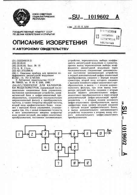 Генератор для калибровки модуляметров (патент 1019602)