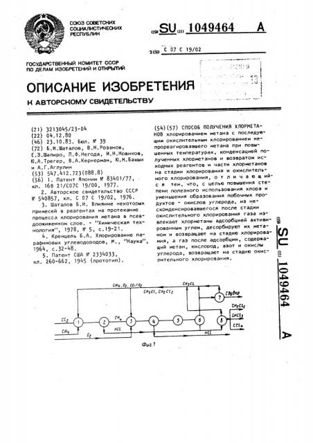 Способ получения хлорметанов (патент 1049464)