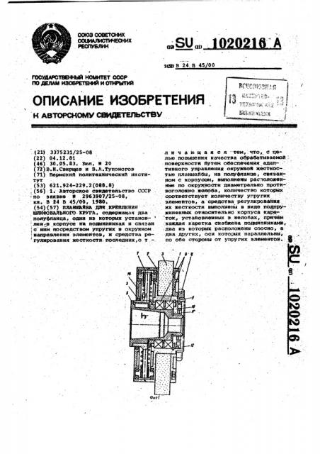 Планшайба для крепления шлифовального круга (патент 1020216)