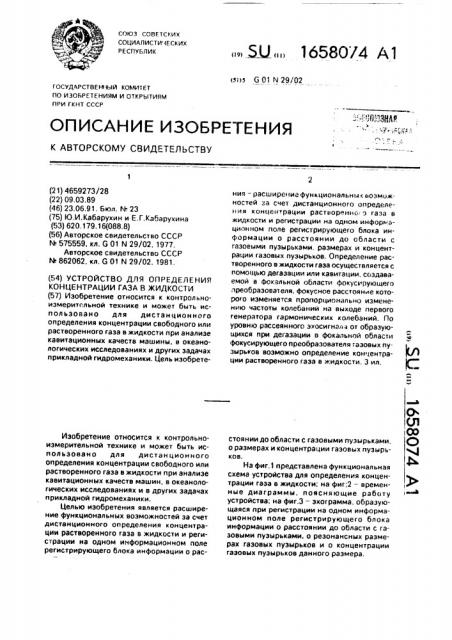 Устройство для определения концентрации газа в жидкости (патент 1658074)