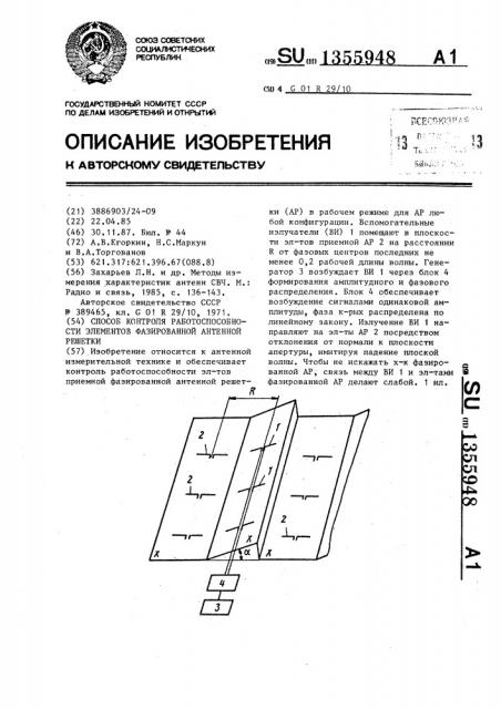 Способ контроля работоспособности элементов фазированной антенной решетки (патент 1355948)