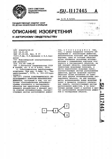 Способ голографического неразрушающего контроля механических дефектов (патент 1117445)