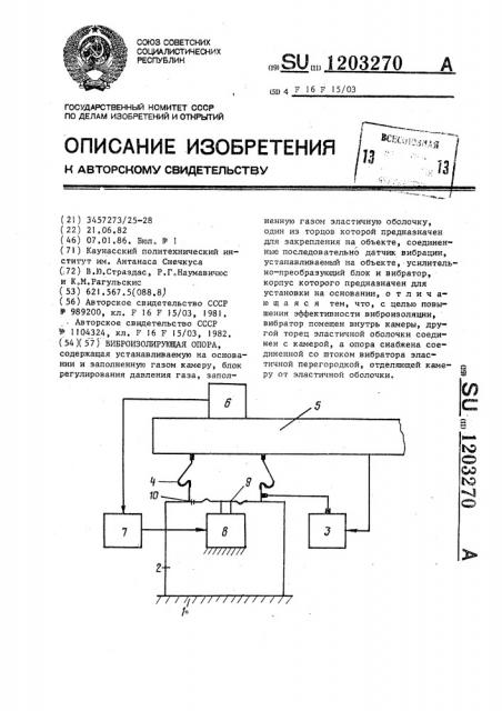 Виброизолирующая опора (патент 1203270)