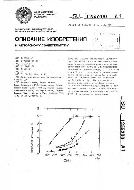 Способ регенерации серебряного катализатора (патент 1255200)