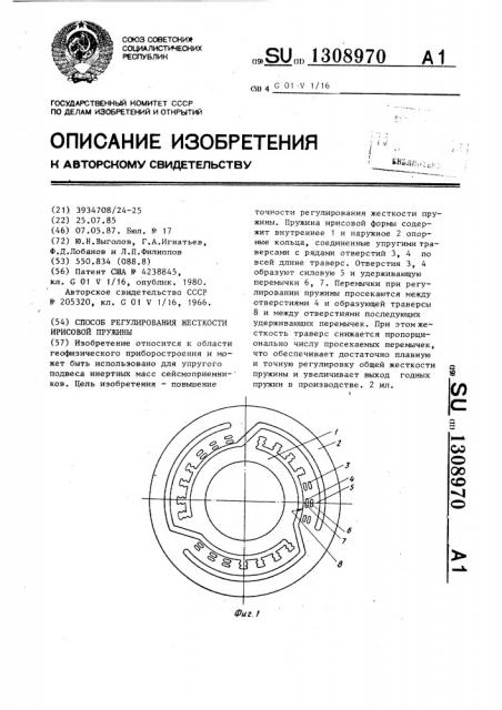 Способ регулирования жесткости ирисовой пружины (патент 1308970)