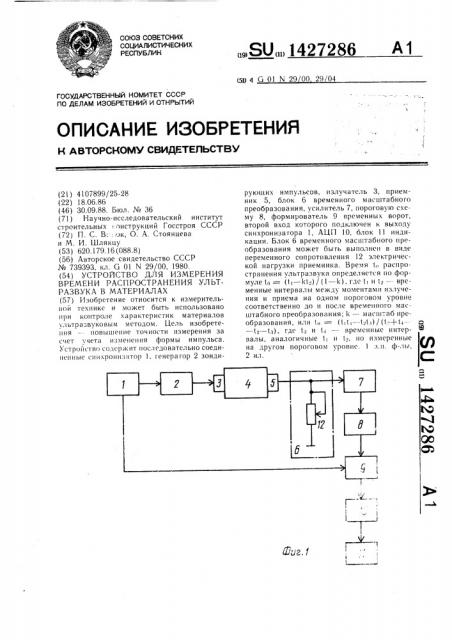 Устройство для измерения времени распространения ультразвука в материалах (патент 1427286)