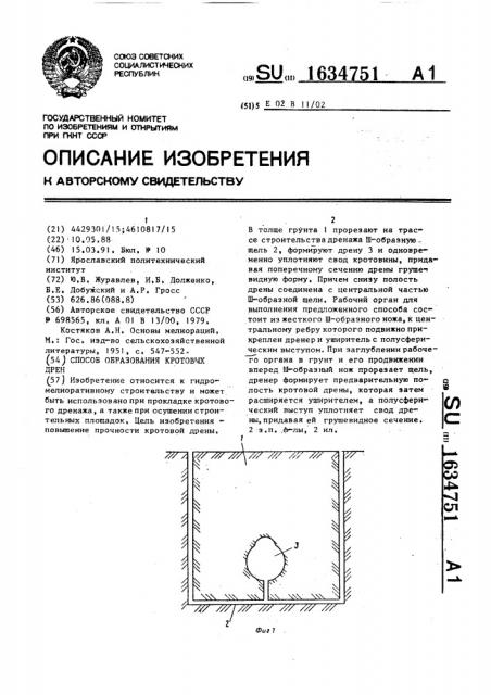 Способ образования кротовых дрен (патент 1634751)