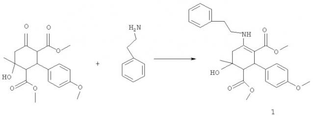 Диметил 4-фенилэтиламино-2-(4-метоксифенил)-6-гидрокси-6-метил-3-циклогексен-1,3-дикарбоксилат, проявляющий противовоспалительное действие (патент 2428410)