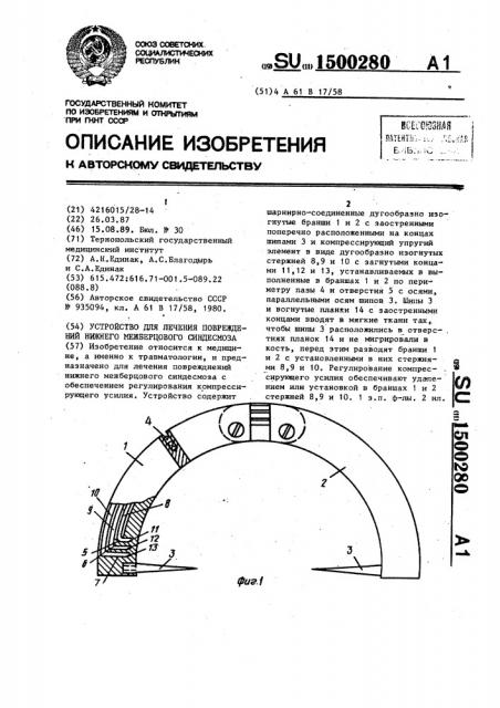 Устройство для лечения повреждений нижнего межберцового синдесмоза (патент 1500280)