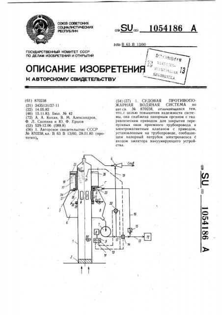 Судовая противопожарная водяная система (патент 1054186)