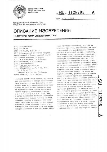 Стримерная камера (патент 1128795)