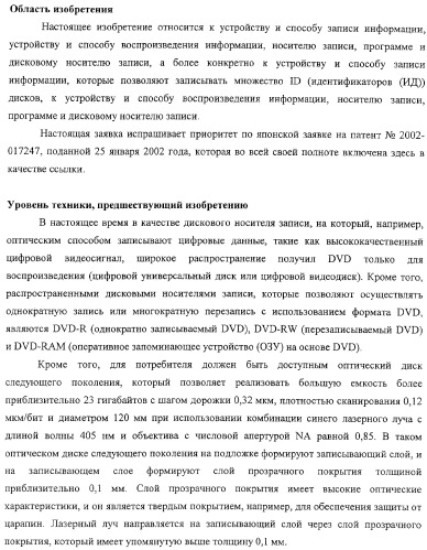 Устройство и способ записи информации, устройство и способ воспроизведения информации, носитель записи, программа и дисковый носитель записи (патент 2324239)