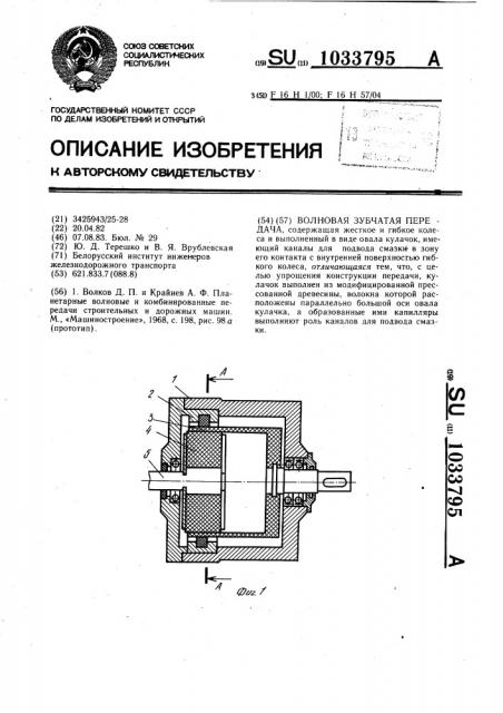 Волновая зубчатая передача (патент 1033795)