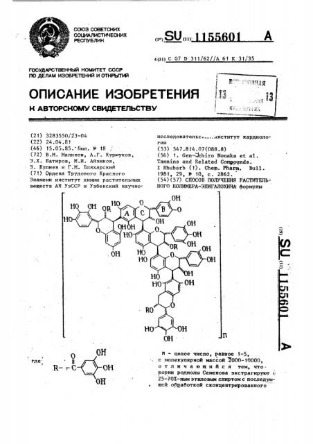 Способ получения растительного полимера-эпигалохина (патент 1155601)