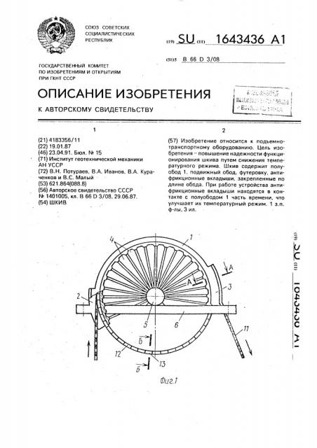 Шкив (патент 1643436)
