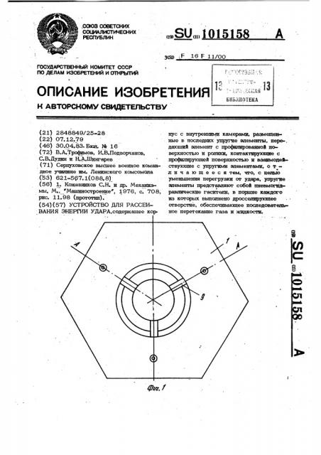 Устройство для рассеивания энергии удара (патент 1015158)