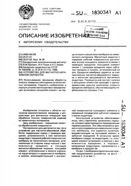 Устройство для магнитно-абразивной обработки (патент 1830341)
