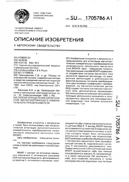 Способ определения характеристик магнитооптического измерительного преобразователя (патент 1705786)