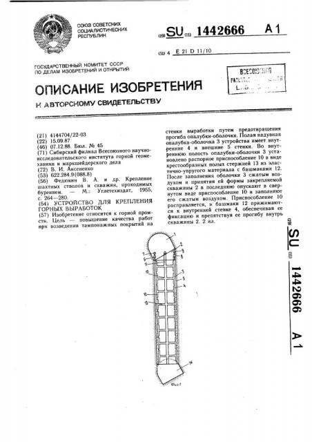 Устройство для крепления горных выработок (патент 1442666)