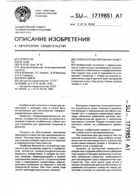 Газораспределительная решетка (патент 1719851)