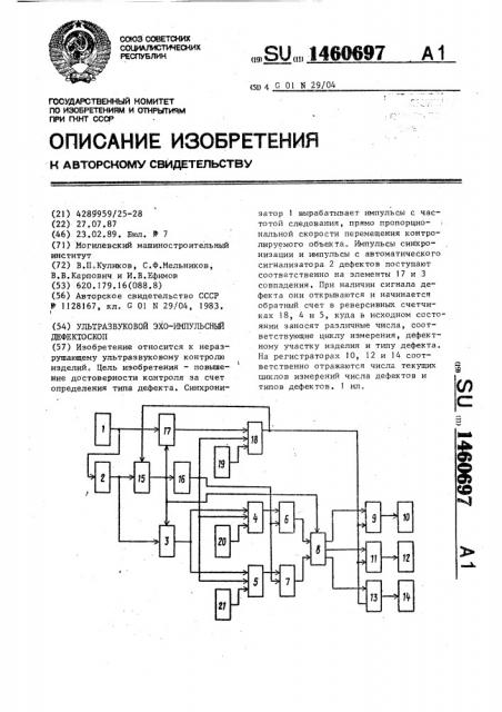 Ультразвуковой эхо-импульсный дефектоскоп (патент 1460697)